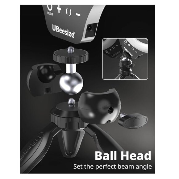 NEW UBeesize 10" Selfie Ring Light with Tripod Stand & Cell Phone Holder - Picture 4 of 6